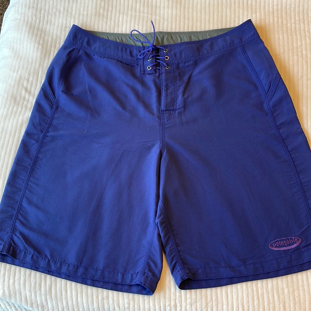 Patagonia Wavefarer Board Blue Summer Outdoors Swimwear Nylon Shorts Men’s